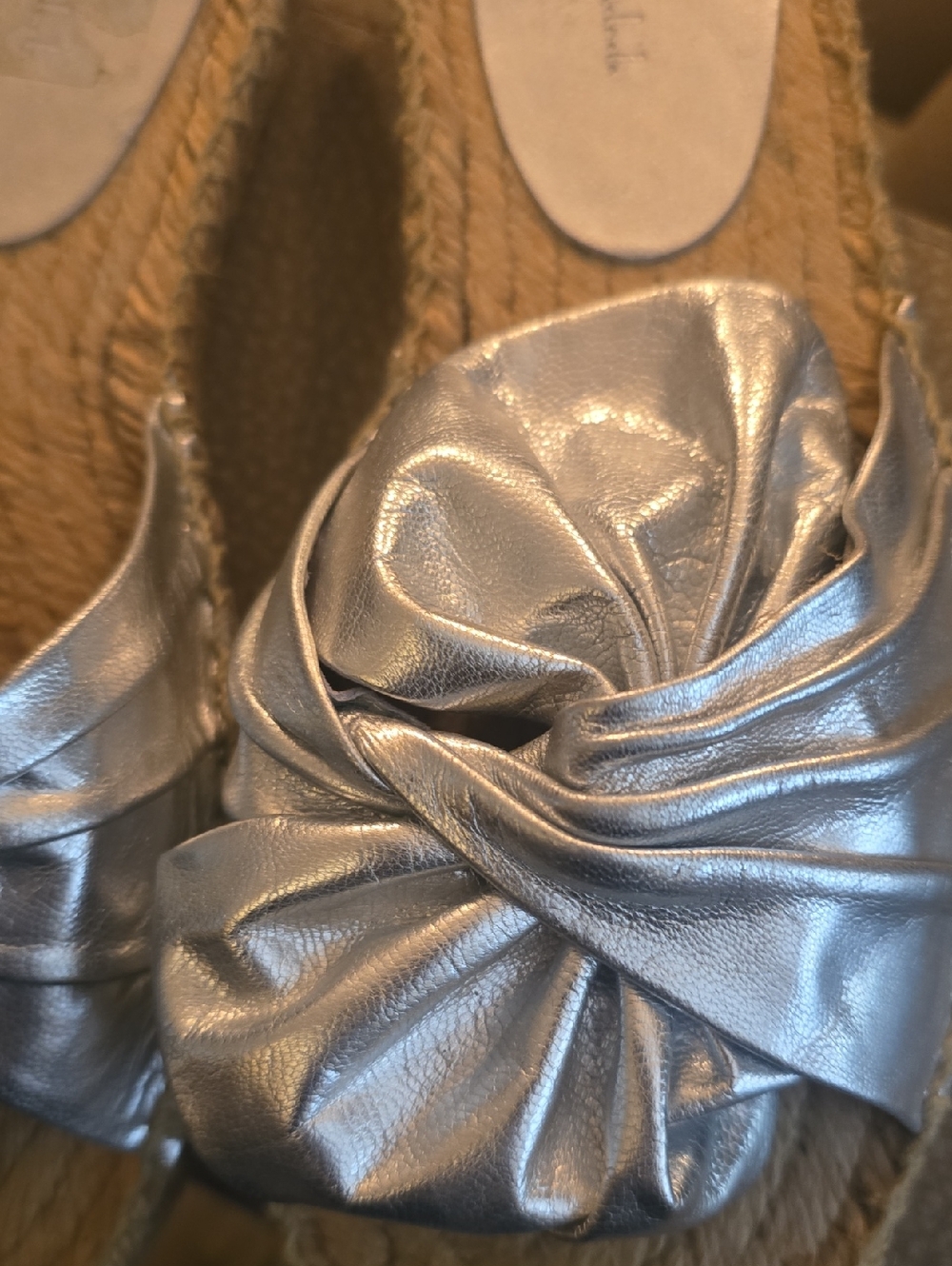 Sonia Kashuk Silver Knotted Espadrille Slide Mules - Picture 2 of 7
